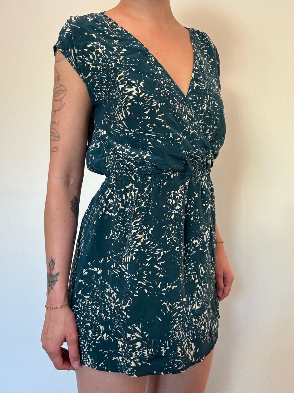 Kimchi Blue Green/Teal and White Print Dress